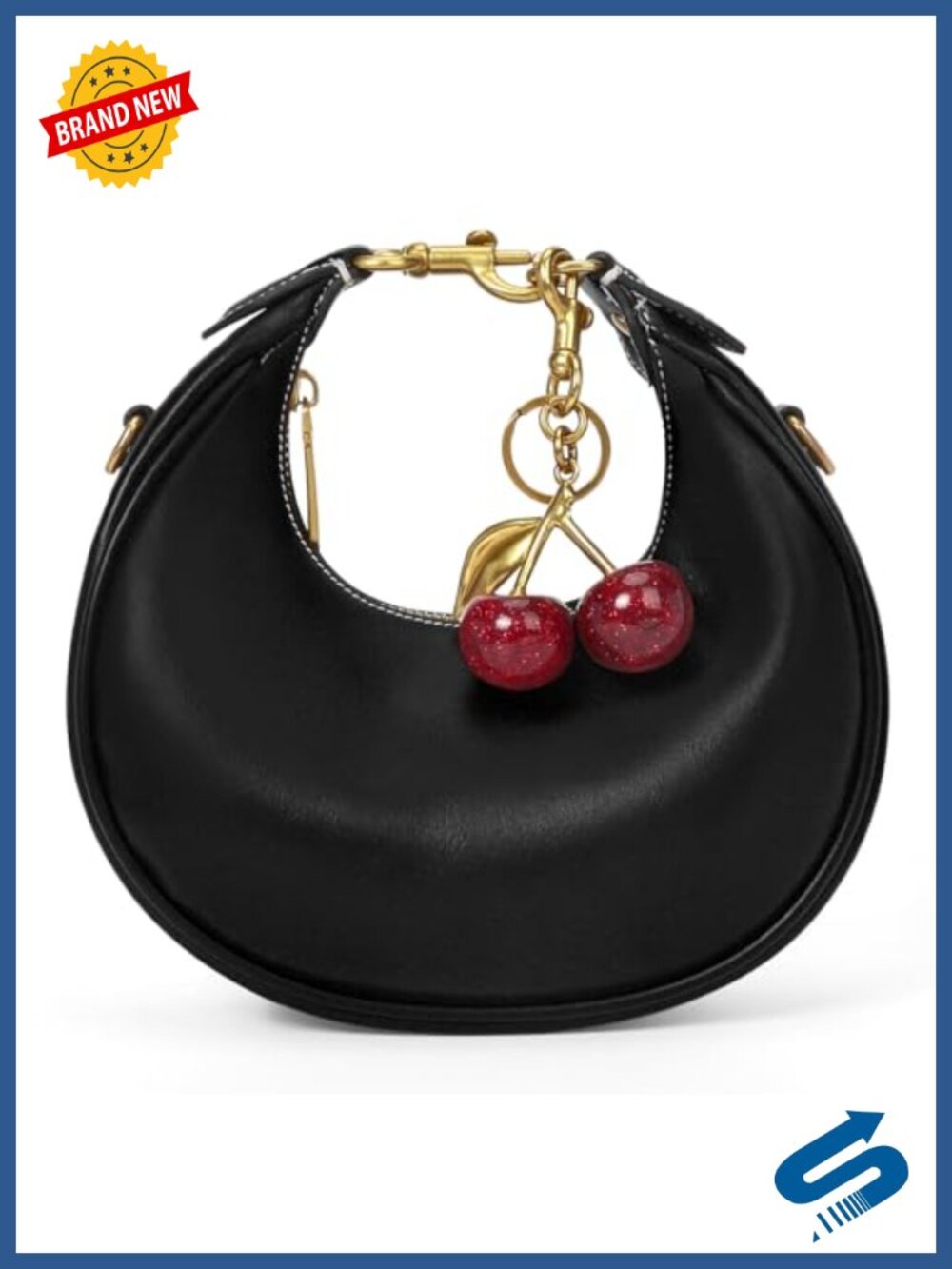 PU Leather Crescent Mini Top Handle Crossbody Bag Satchel Purse